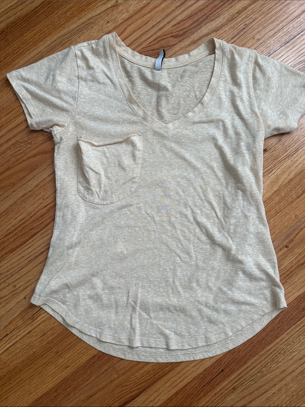 Z Supply Women's V-Neck Pocket Tee in Light Yellow